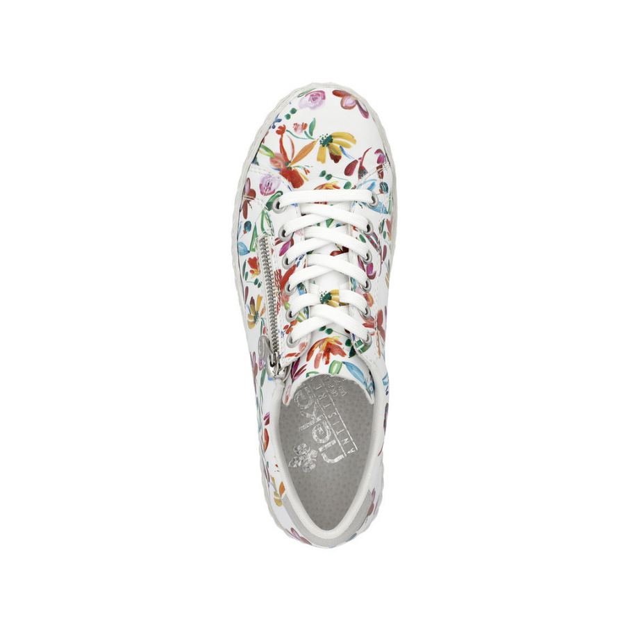 Rieker Lace Zip Shoe N0900-White Multi