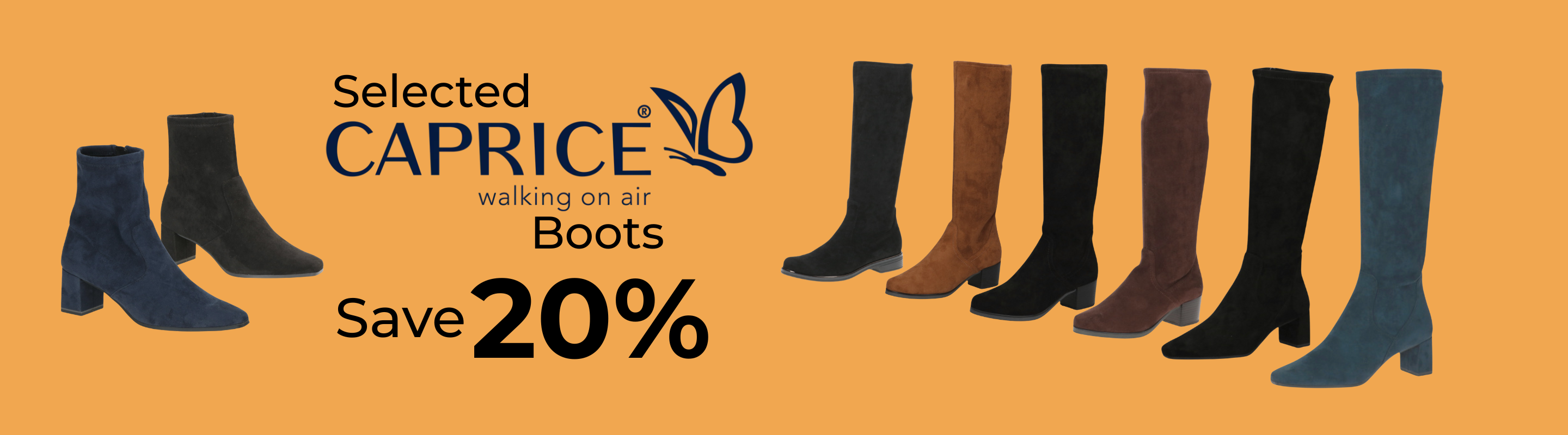 save 20% on selected caprice boots at Ives Footwear